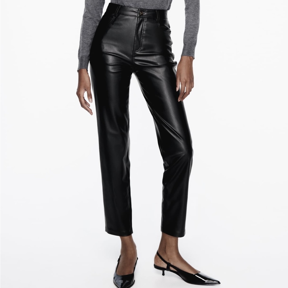 Zara Black Leather Pants size 2